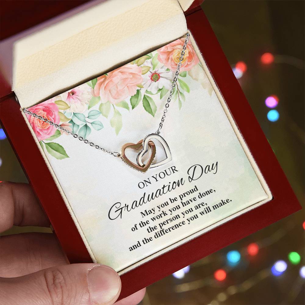 On Your Graduation Necklace Interlocking Hearts Necklace
