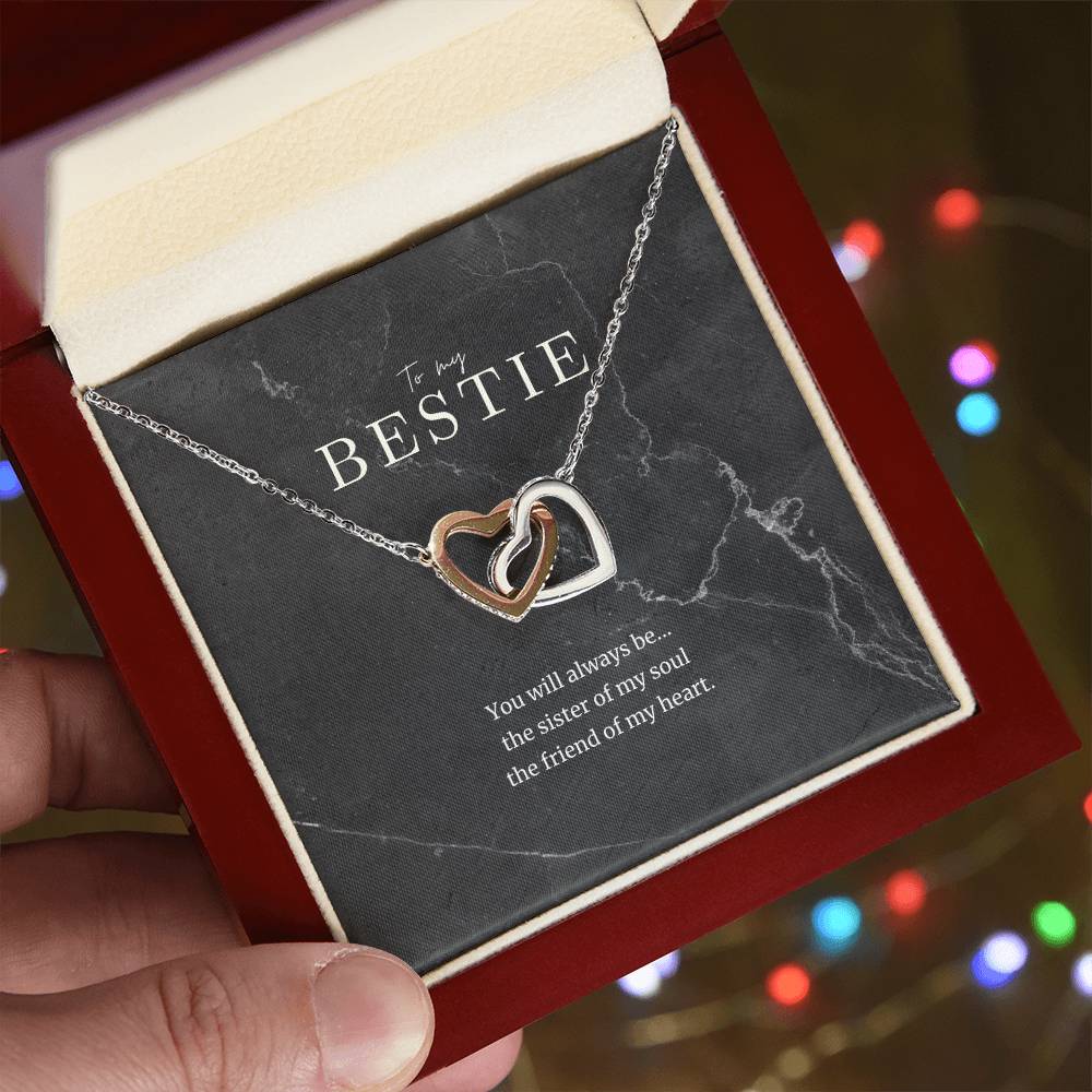 To My Bestie Interlocked Heart Necklace Interlocking Hearts Necklace