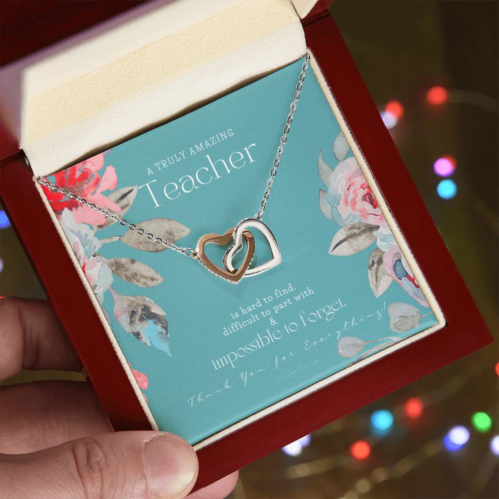 Teacher Gift Gift For Teacher Necklace A Truly Amazing Teacher Appreciation Gift Interlocking Hearts Necklace
