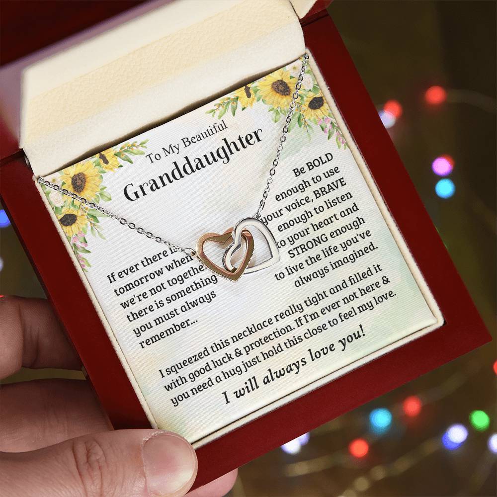 To My Granddaughter Always Remember This - Interlocking Hearts Necklace