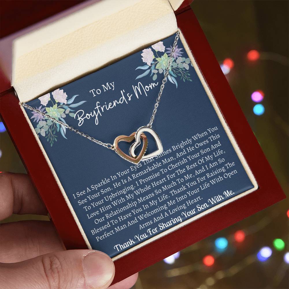 Gift For Boyfriends Mom Interlocking Hearts Necklace