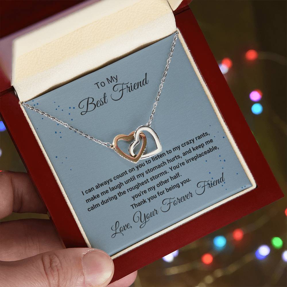 Best Friend Listening Necklace Interlocking Hearts Necklace