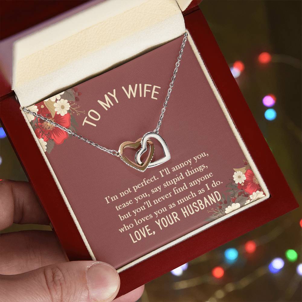 I'M Not Perfect Necklace Interlocking Hearts Necklace