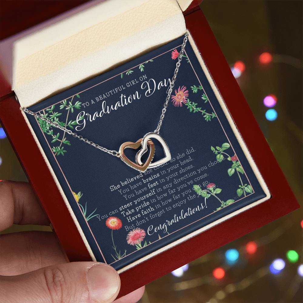 Graduation Gift Necklace For Daughter College Graduation Gift For Her High School Senior Graduation Mba Phd Master Class Of Interlocking Hearts Necklace