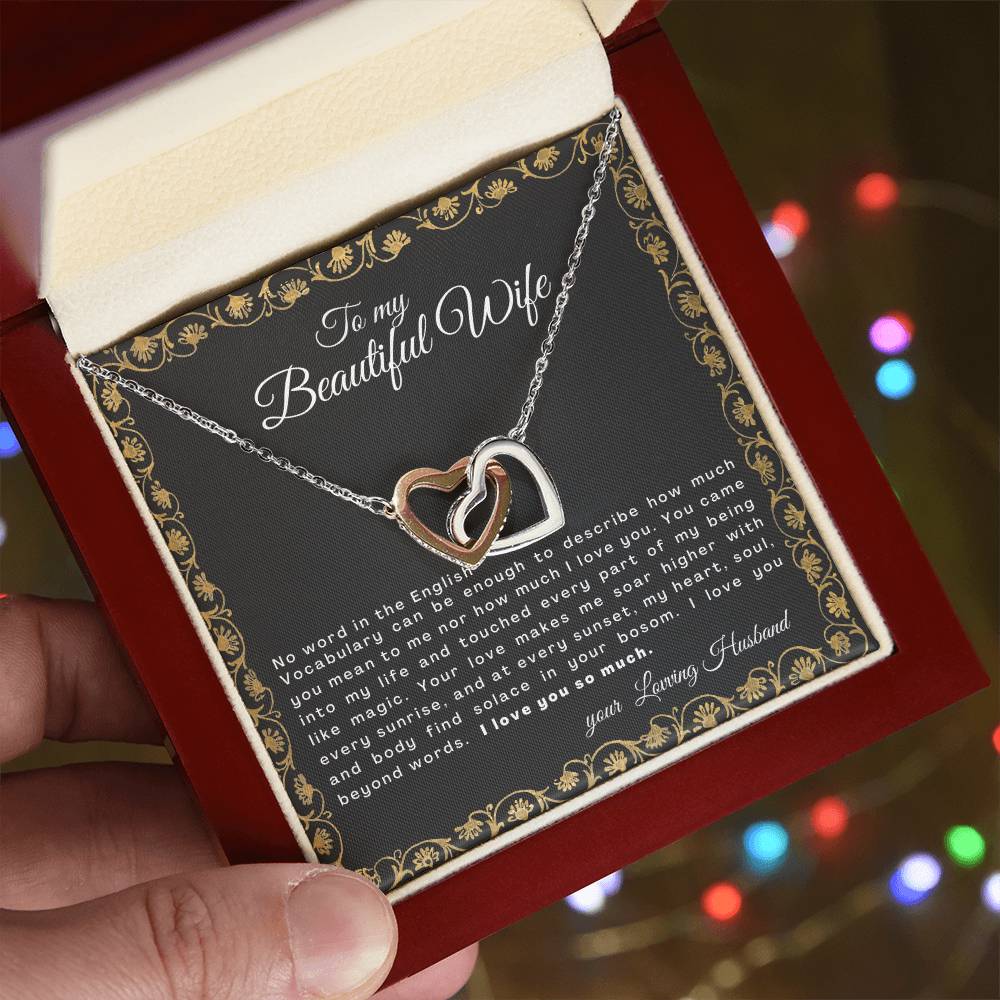 Gift For Wife No Word In The English Vocabulary Interlocking Hearts Necklace