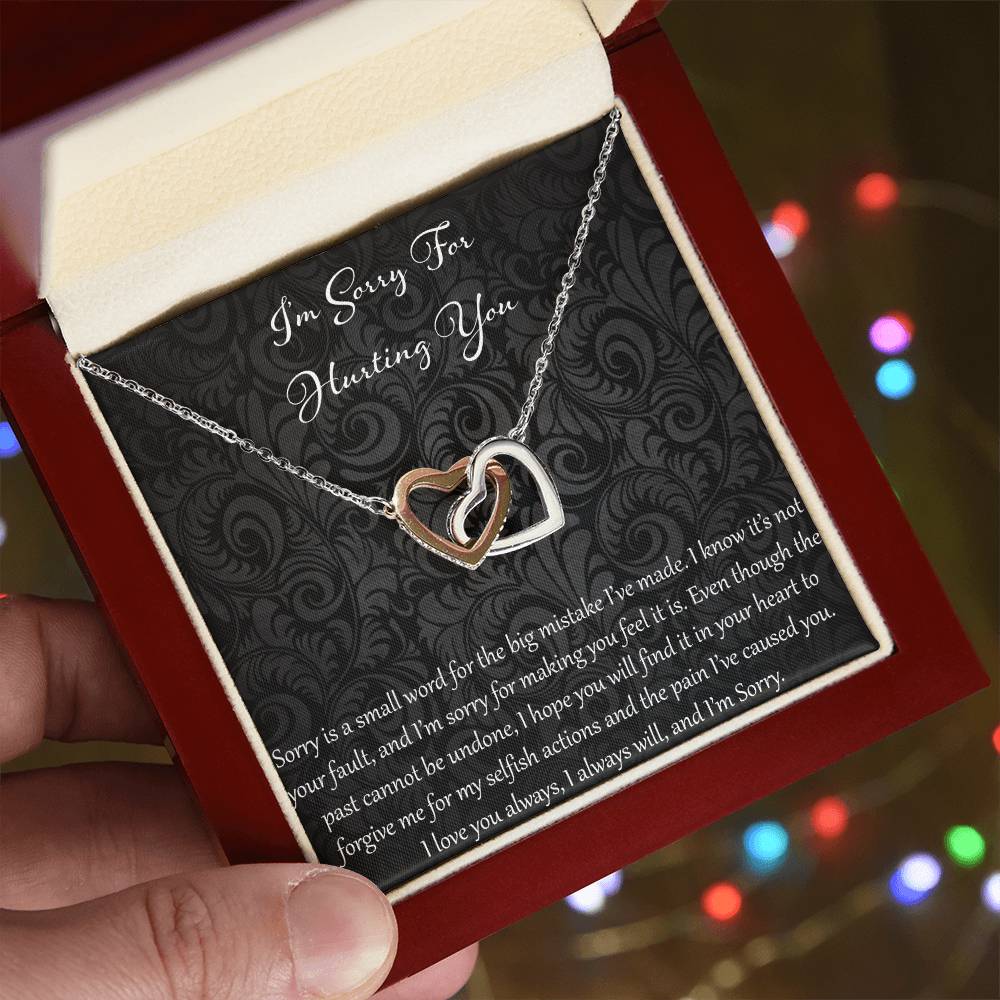 I'M Sorry For Hurting You Interlocking Hearts Necklace
