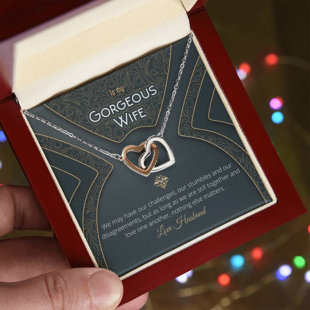 Unique & Romantic Husband To Wife Gift Necklace Interlocking Hearts Necklace