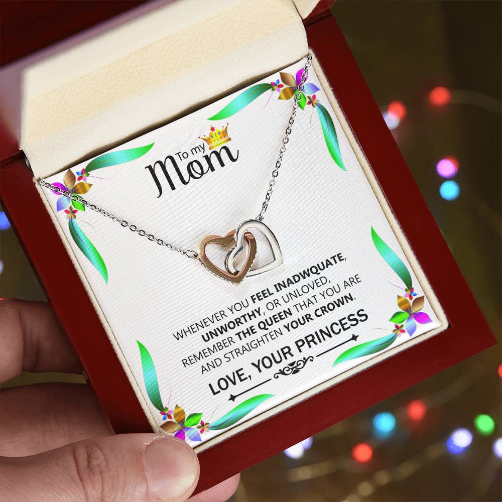 To My Mom Double Hearts Beautyfull Necklace Gift For Mom Mom Gift From Daughter. Interlocking Hearts Necklace