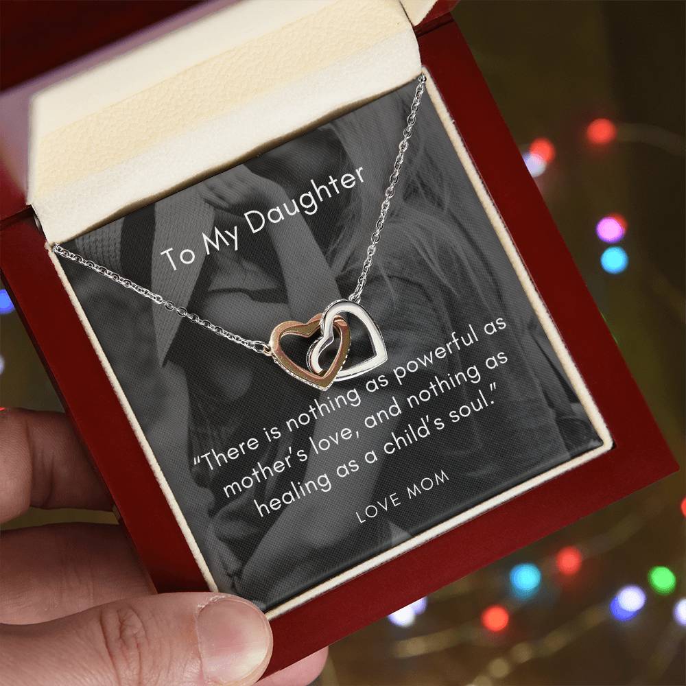 There Is Nothing As Powerful As Mother’S Love And Nothing As Healing As A Child’S Soul Interlocking Hearts Necklace