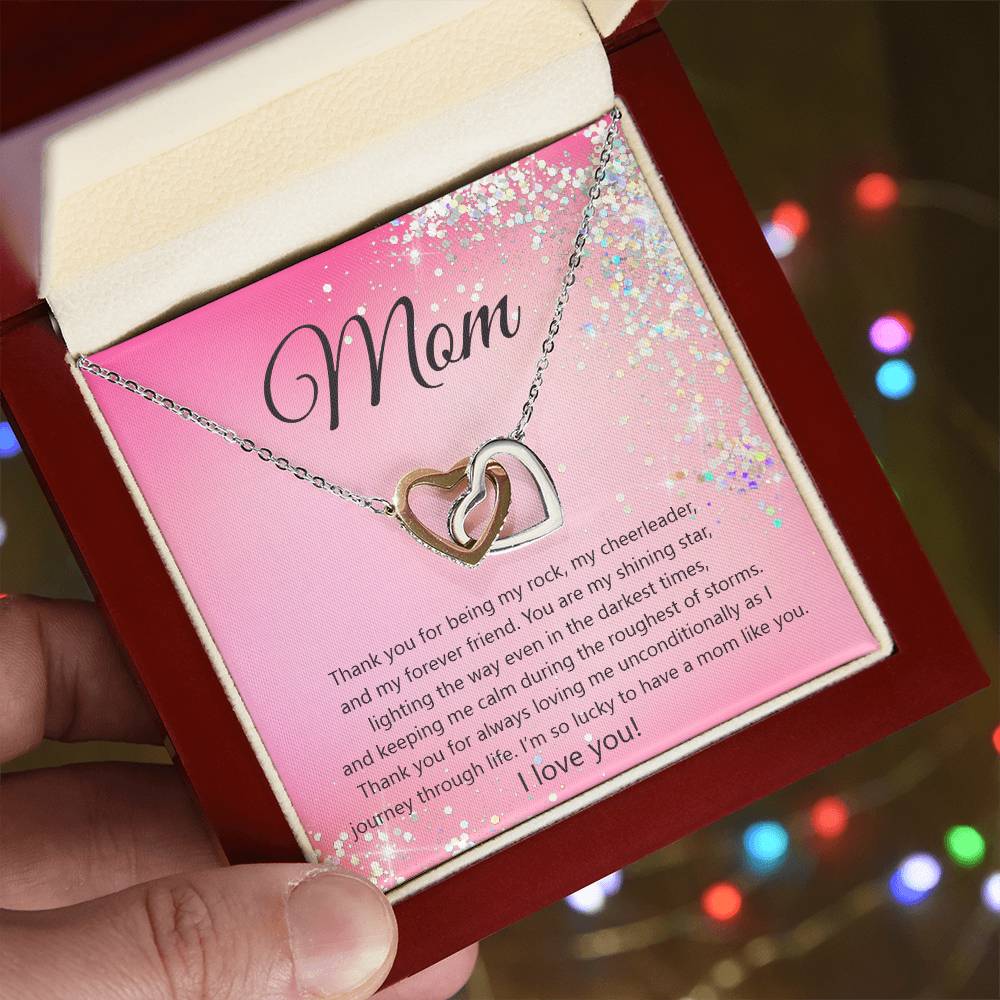 Thank You Mom Hearts Necklace Interlocking Hearts Necklace