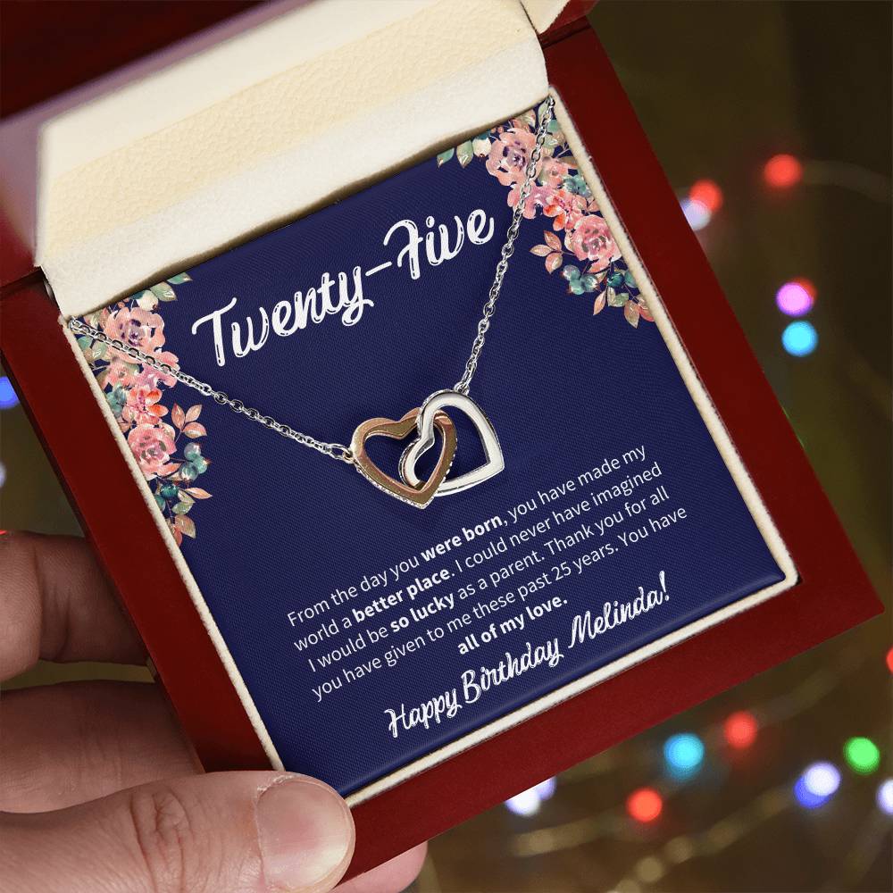 Twenty-Five Birthday All Of My Love Interlocked Hearts Necklace Interlocking Hearts Necklace