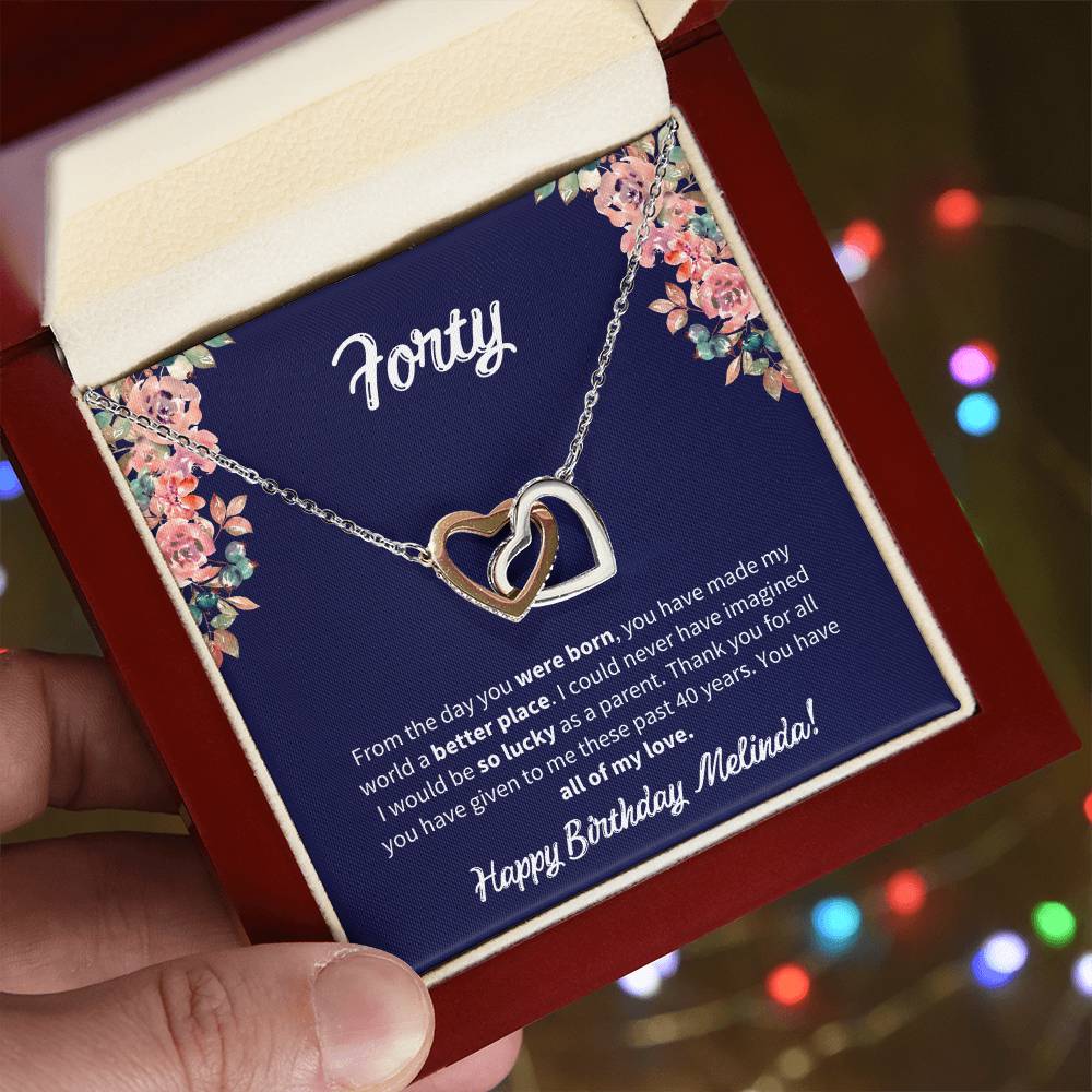 Forty Birthday All Of My Love Interlocked Hearts Necklace Interlocking Hearts Necklace