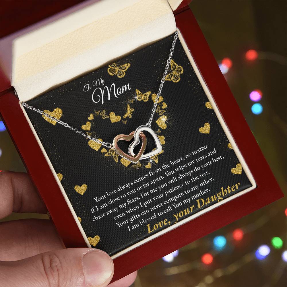 Love Always Comes From The Heart - To My Mom Interlocking Hearts Necklace