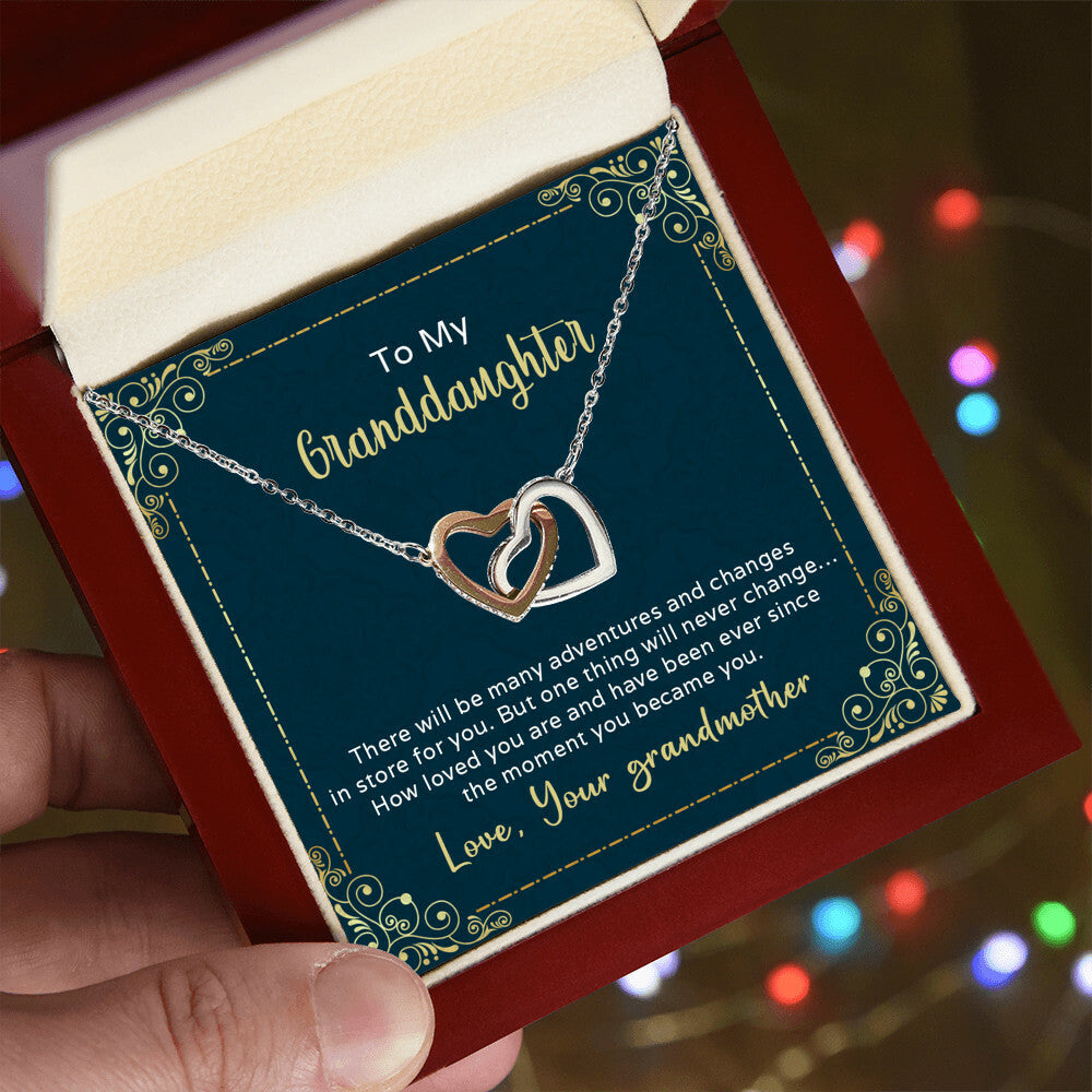 The Many Adventures In Store For You - To My Granddaughter Interlocking Hearts Necklace
