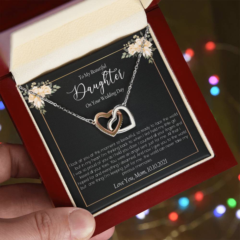 Daugther Wedding Day Interlocking Hearts Necklace