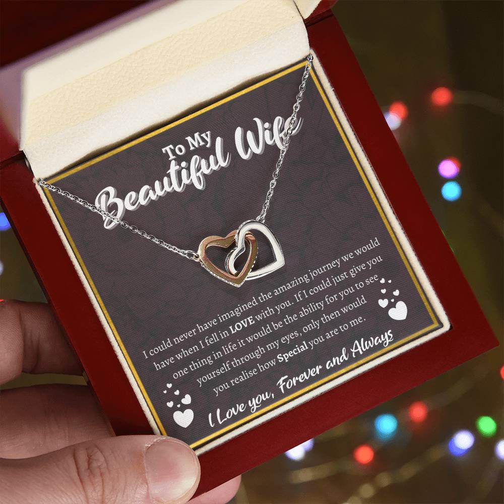 To My Beautiful Wife Interlocked Love Necklace Interlocking Hearts Necklace