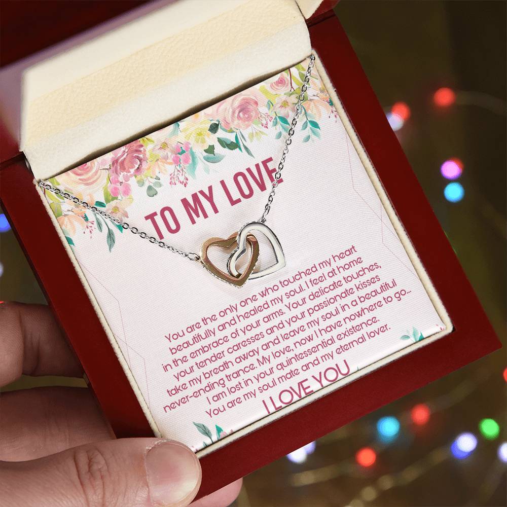 To My Love Interlocking Hearts Necklace Message Card