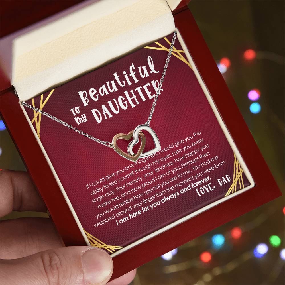 To My Beautiful Daughter Interlocking Hearts Necklace
