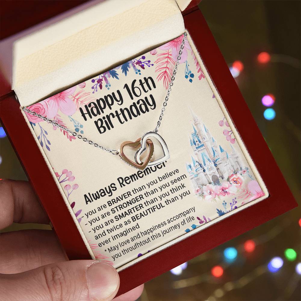 Happy 16Th Birthday Gift For Daughter Gift For 16 Years Old Birthday Teen Girl Daughter Necklace Gift Interlocking Hearts Necklace