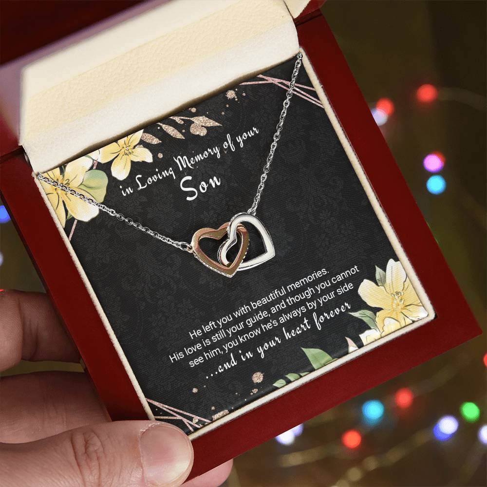 Loss Of Son Gift Son Memorial Necklace Twin Hearts Interlocking Hearts Necklace