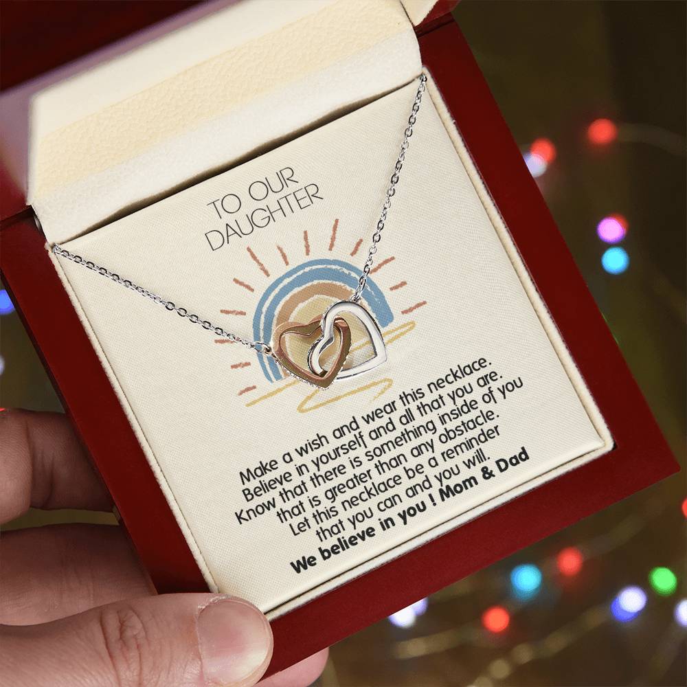Perfect Daughter'S Appreciation Gift - Unique Necklace For Her Interlocking Hearts Necklace