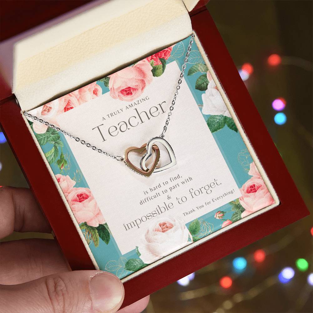 Teacher Gift Gift For Teacher Necklace A Truly Amazing Teacher Appreciation Gift Interlocking Hearts Necklace