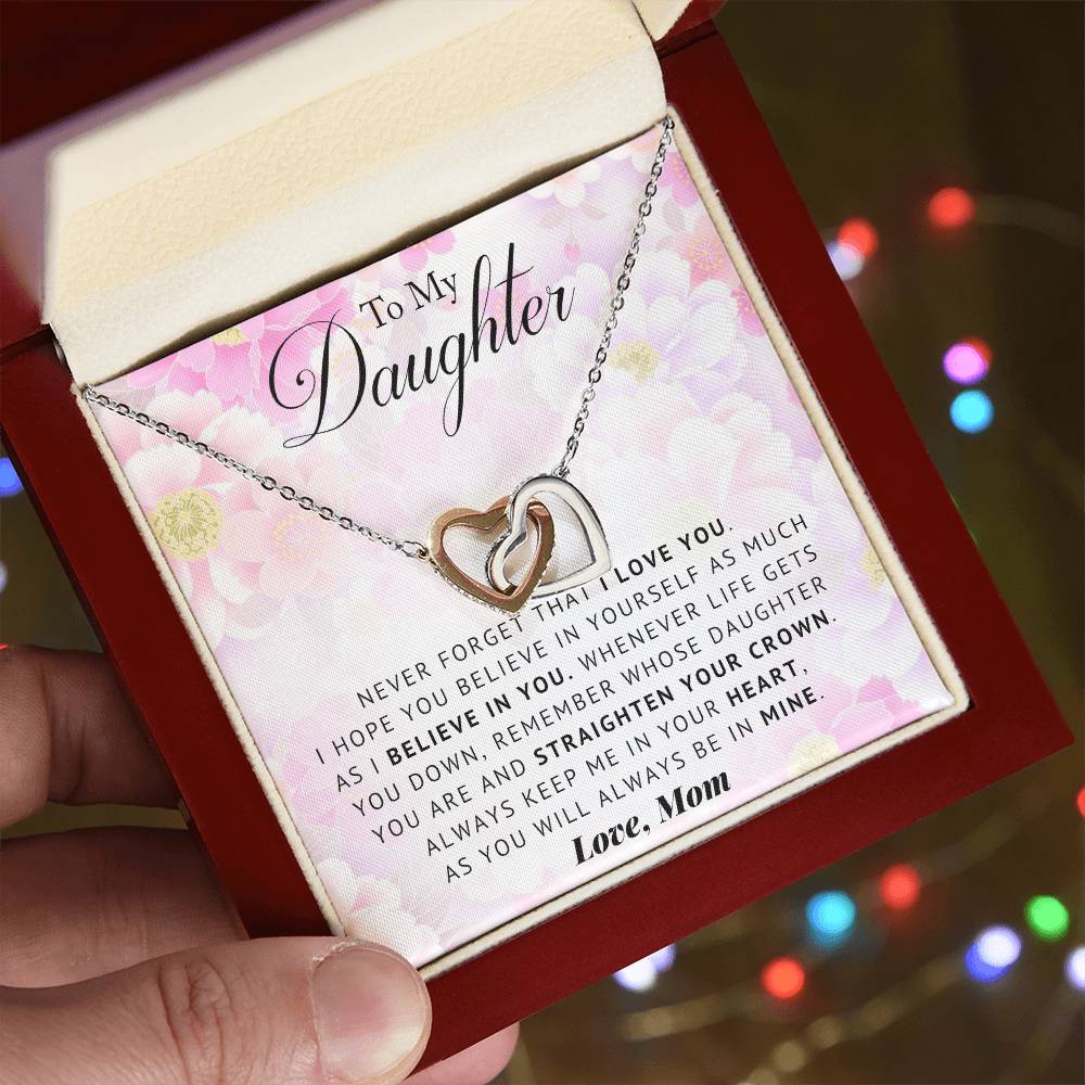 To My Daughter Interlocking Hearts Necklace