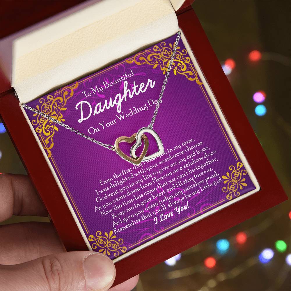 Interlocking Heart Necklace Daughter Wedding Day Gift From Momdad Mother To Bride Gift Jewelry Gift From Father Interlocking Hearts Necklace
