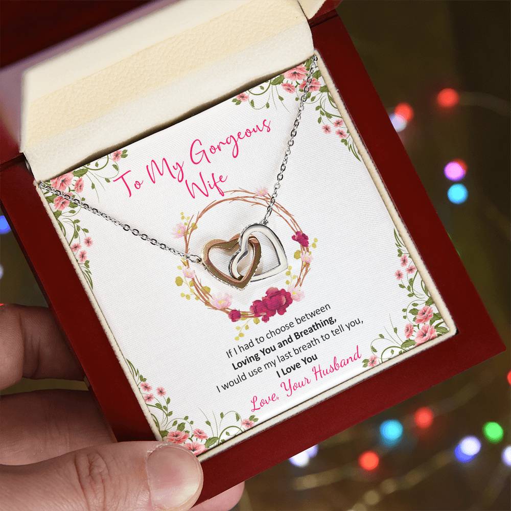 Husband To Wife Last Breath Interlocking Hearts Necklace