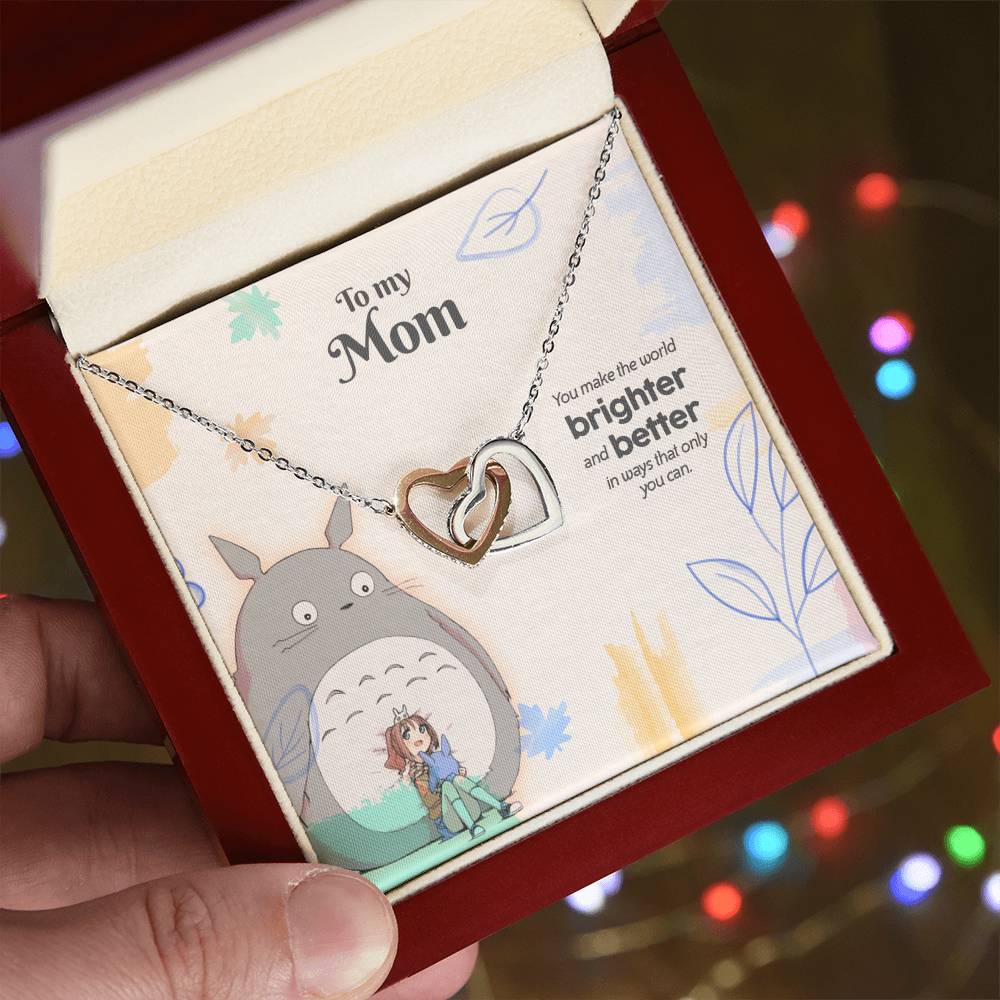 You Make The World Brighter & Better - Interlocked Hearts Necklace Tm2V6 Interlocking Hearts Necklace