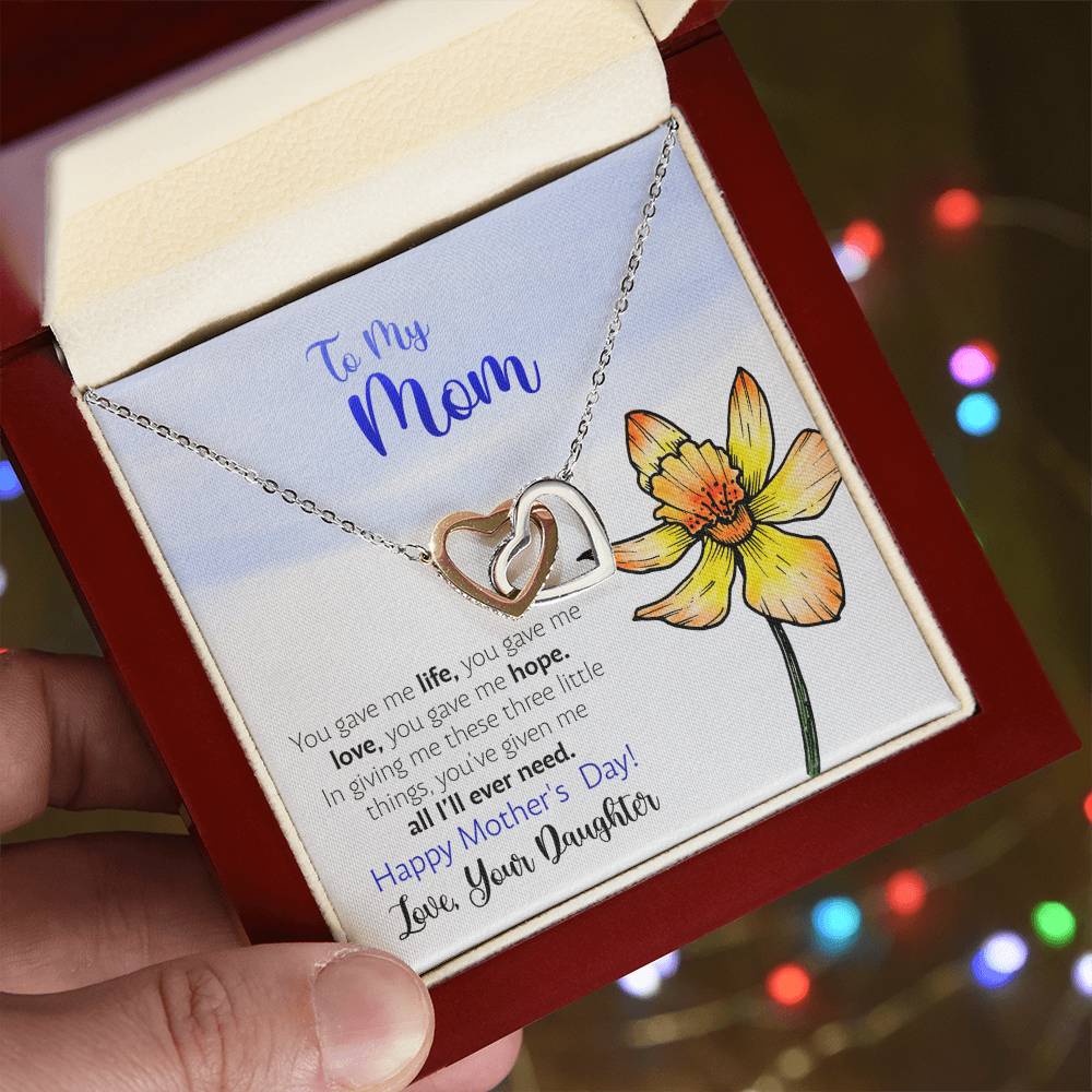 Mother'S Day From Daughter - You Gave Me Hope - Interlocking Hearts Necklace