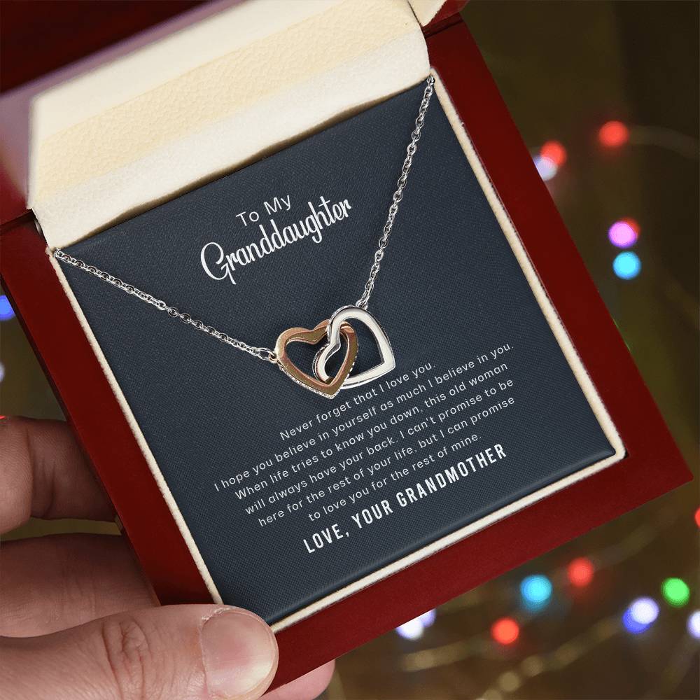 Believe In Yourself - Gift For Granddaughter Interlocking Hearts Necklace