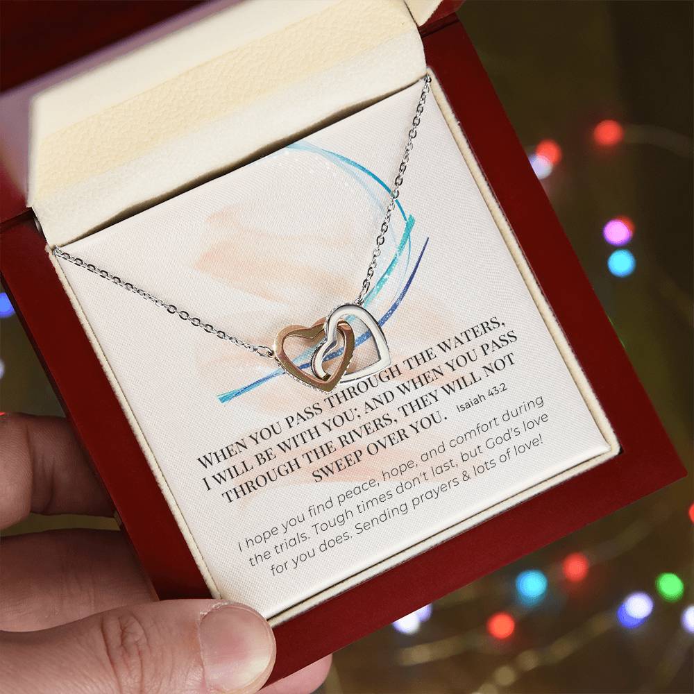 Scripture Encouragement Interlocking Hearts Necklace Isaiah 432 Cream Brush