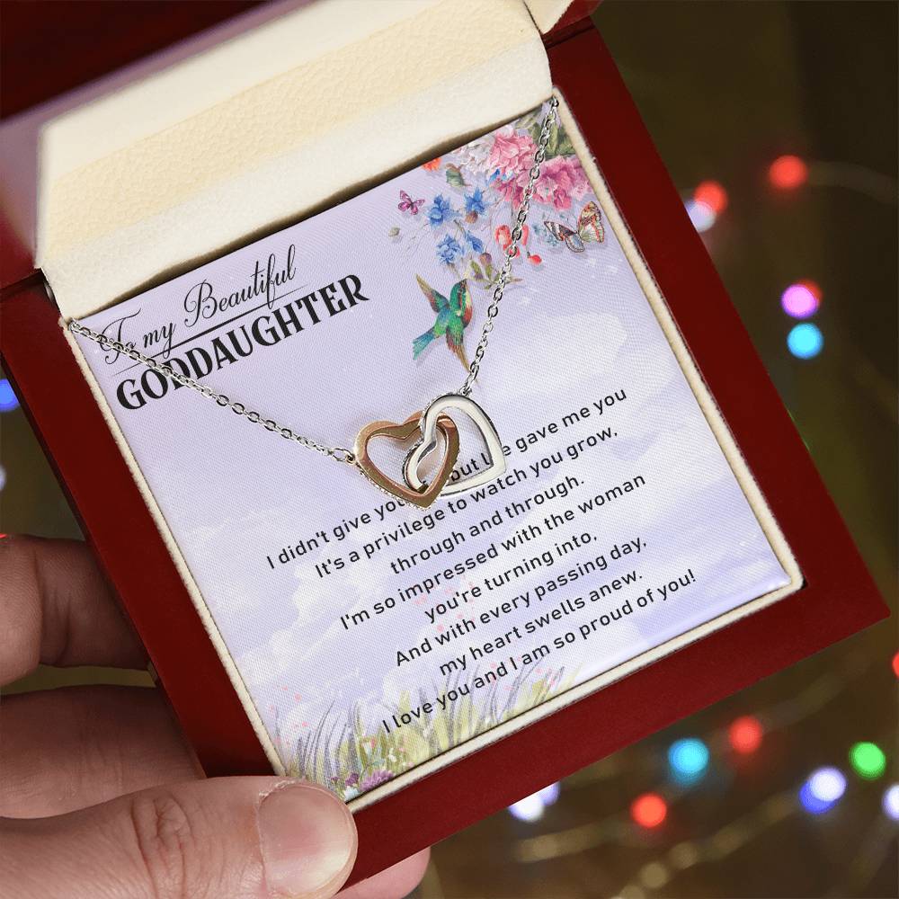 To My Goddaughter Interlocking Hearts Necklace Message Card