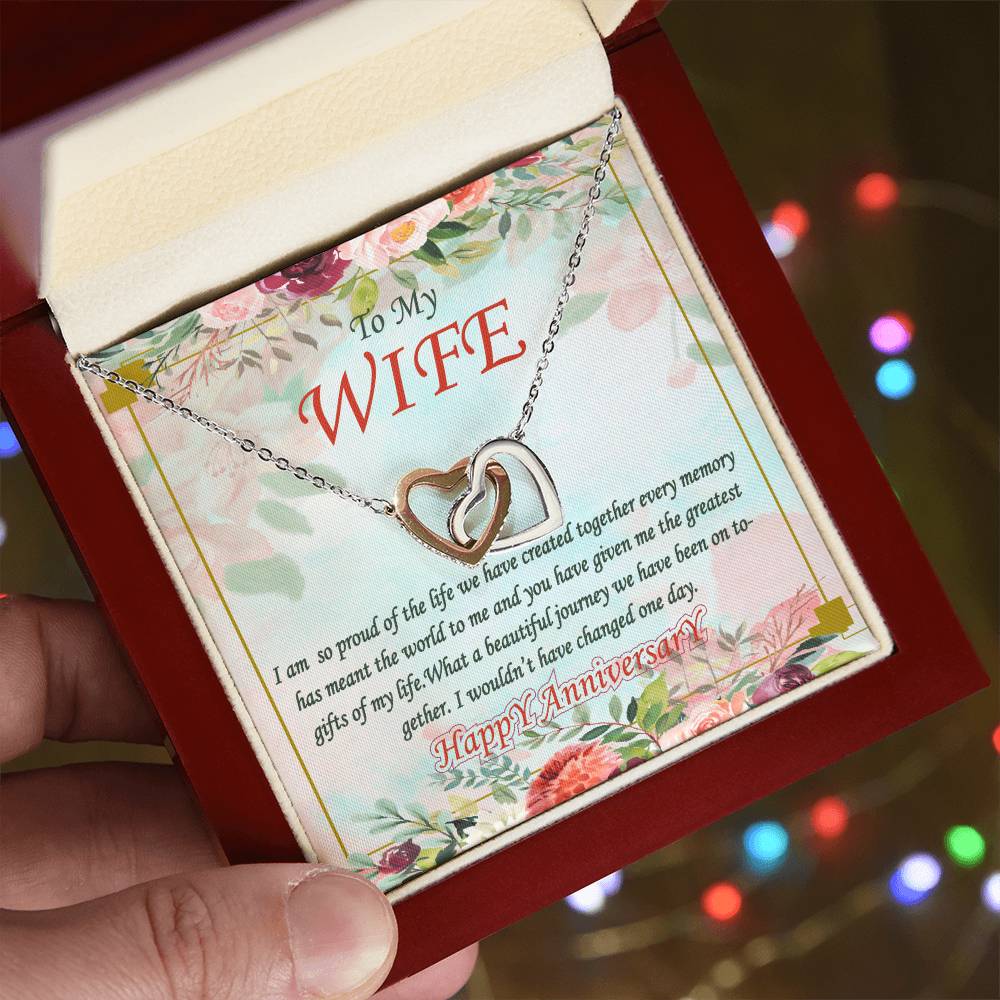 To My Wife Interlocking Hearts Necklace