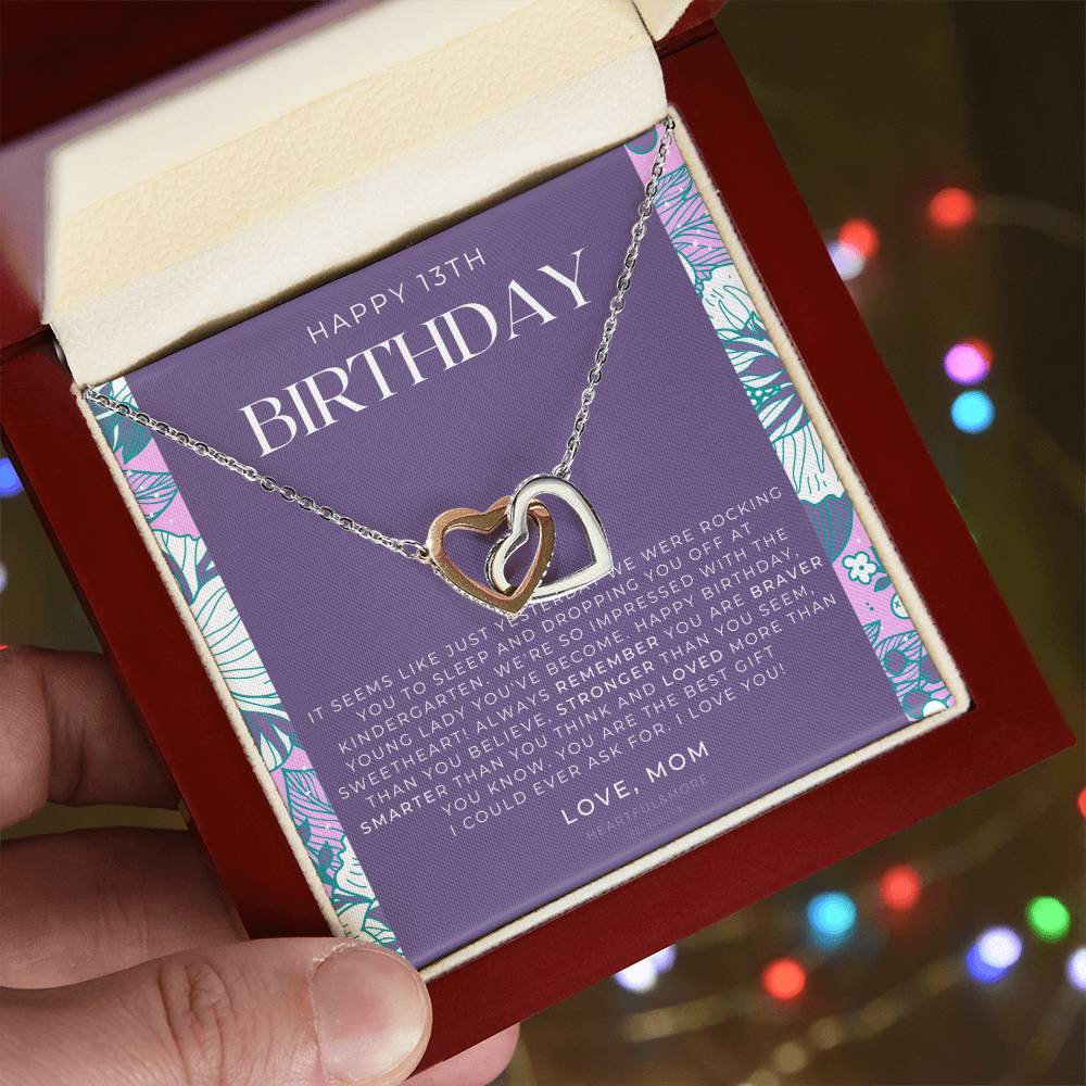 Gift For 13 Year Old Girl Gifts 13Th Birthday Girl 13Th Birthday Gift Thirteenth Birthday Necklace Teen Birthday Gift Official Teenager Interlocking Hearts Necklace
