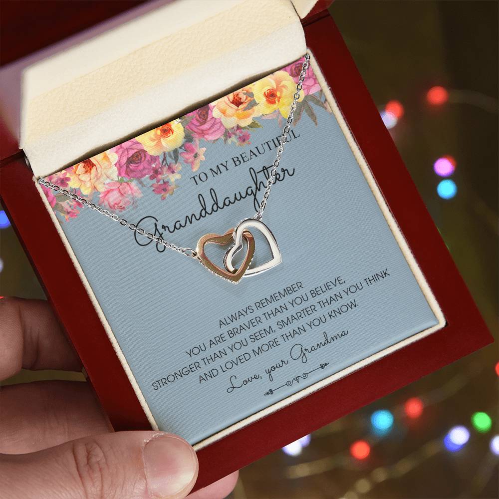 Always Remember - Best Gift For Granddaughter Interlocking Hearts Necklace