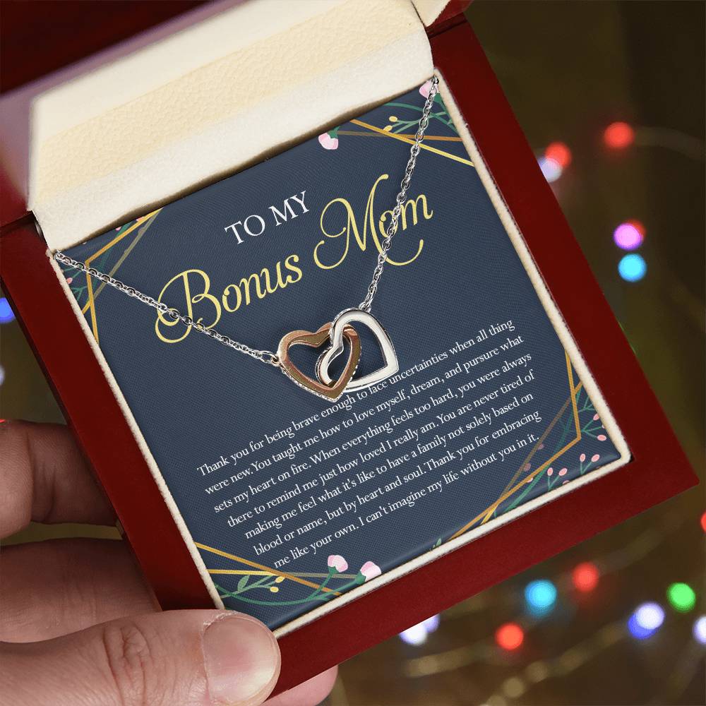Gift For Bonus Mom Interlocking Hearts Necklace