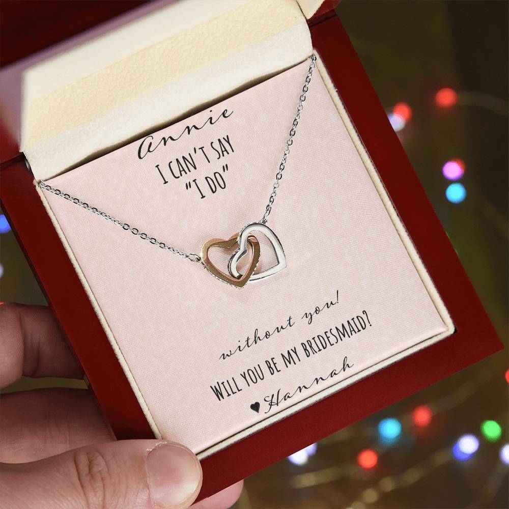 I Can'T Say I Do Without You - Pink Interlocking Hearts Necklace