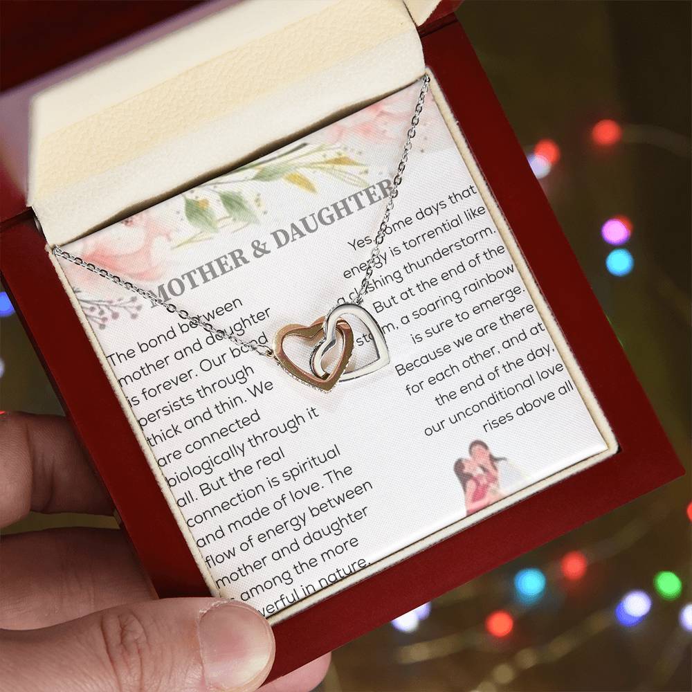 Bond Between Mother & Daughter Two Hearts Necklace Interlocking Hearts Necklace