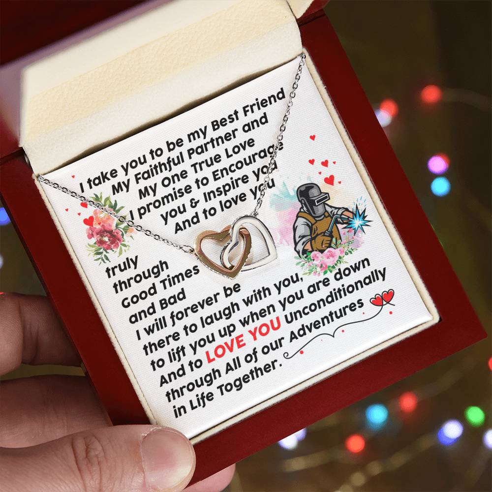 Welder'S Girl - Interlocking Heart Necklace Interlocking Hearts Necklace