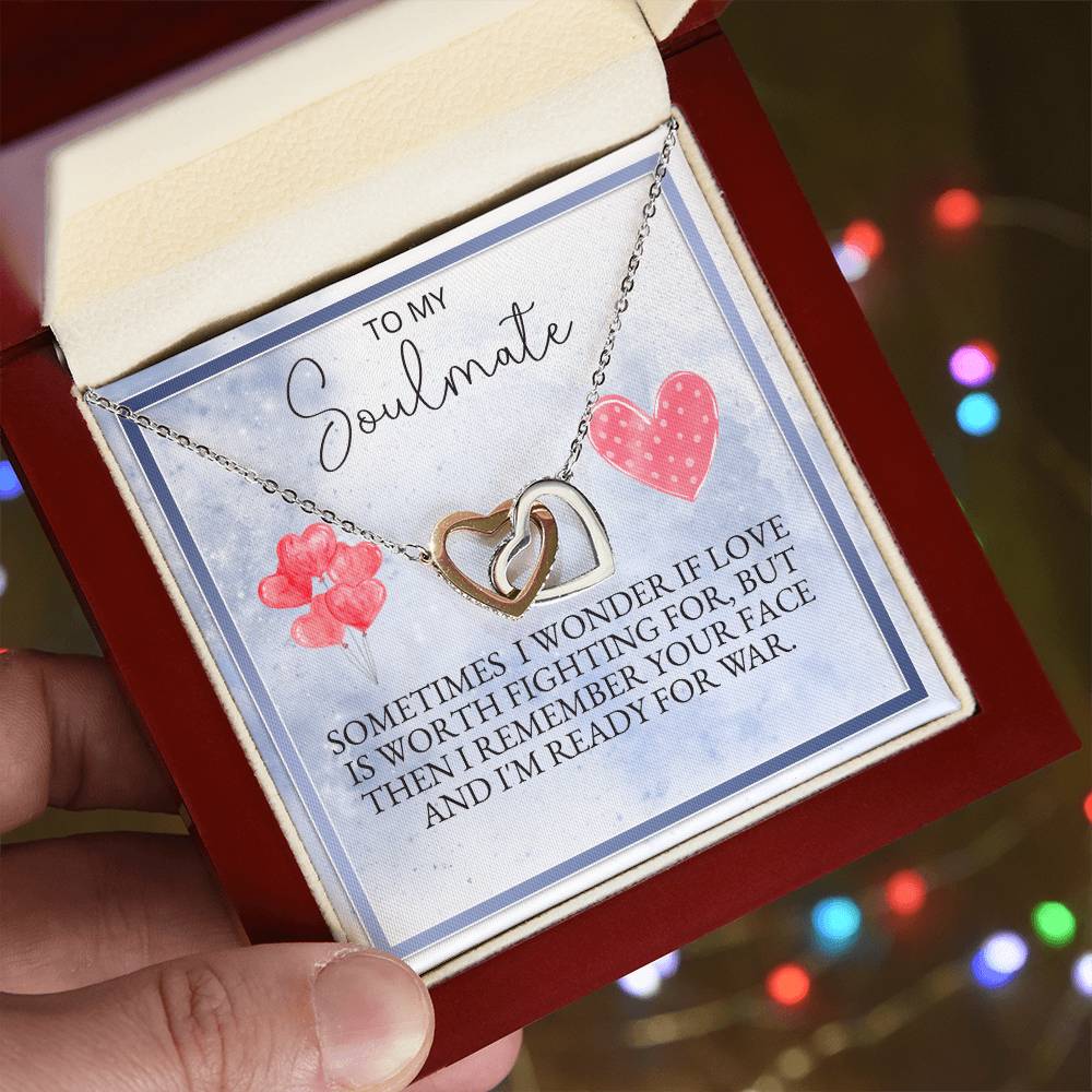 Valentine'S Special To My Soulmate Necklace Interlocking Hearts Necklace