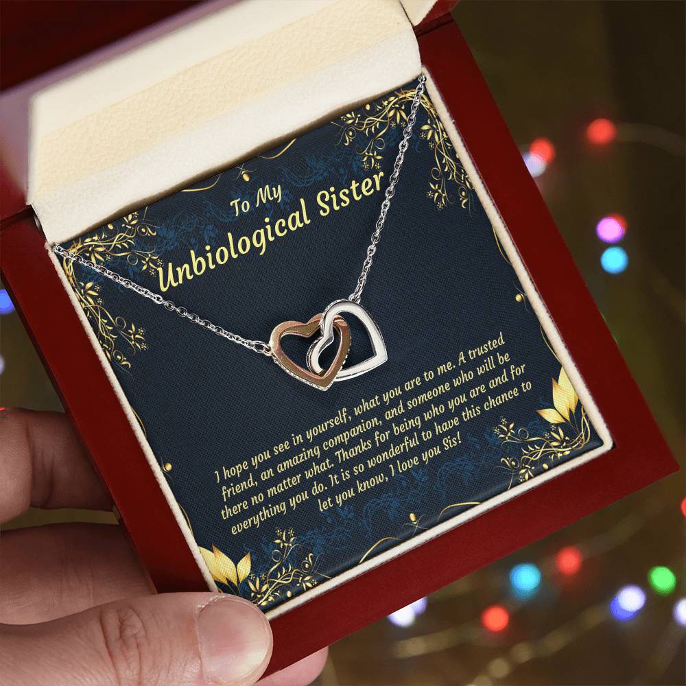 Unbiological Sister Necklace Soul Sister Big Little Sorority Sister In Law Necklace Step Sister Gift Tribe Necklace Best Friend Gift Bff Gift Interlocking Hearts Necklace