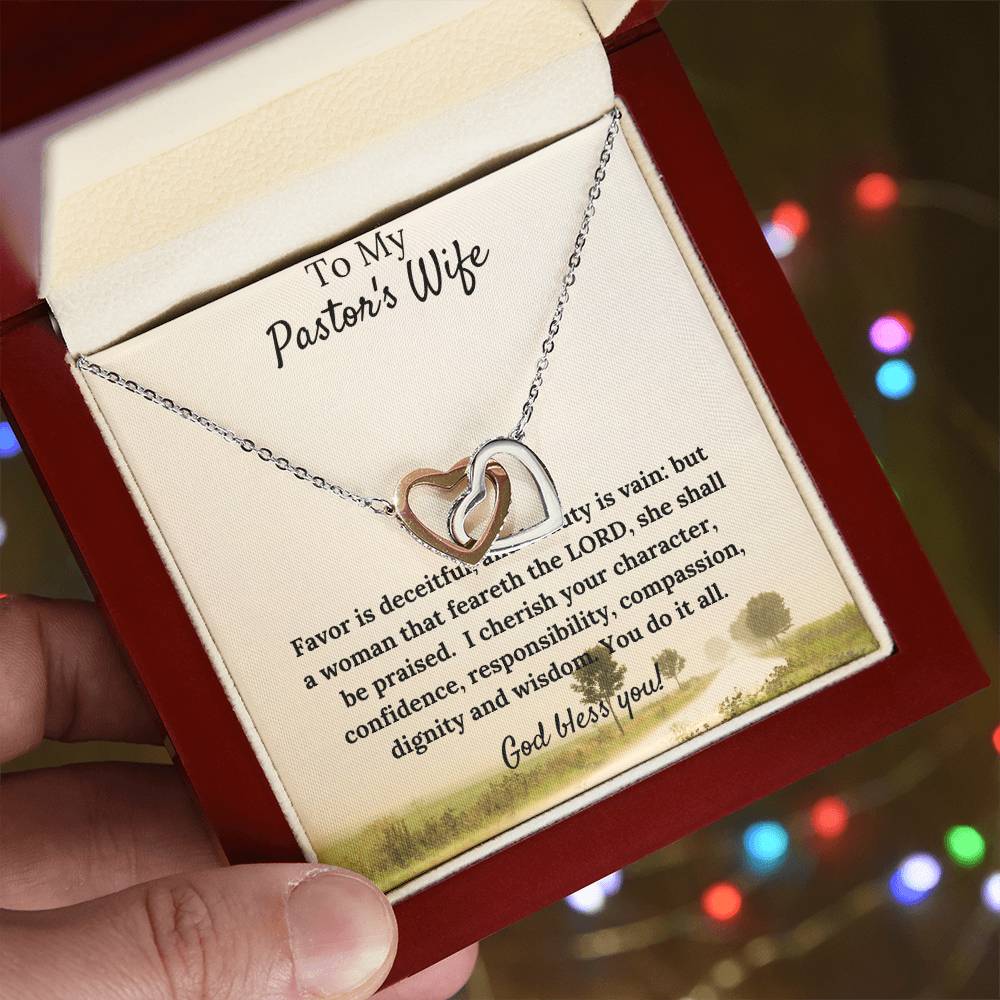 Gorgeous Two Hearts Necklace Pastor'S Wife Gift Interlocking Hearts Necklace