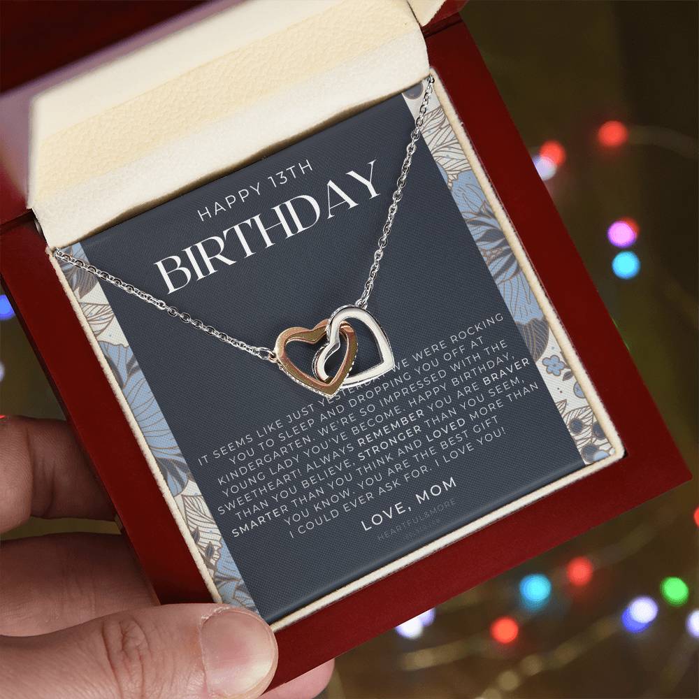 Gift For 13 Year Old Girl Gifts 13Th Birthday Girl 13Th Birthday Gift Thirteenth Birthday Necklace Teen Birthday Gift Official Teenager Interlocking Hearts Necklace