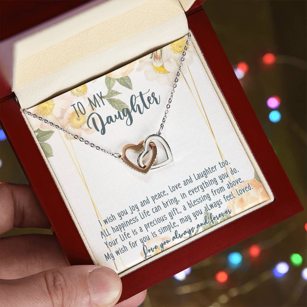 To My Daughter Interlocking Hearts Necklace Message Card