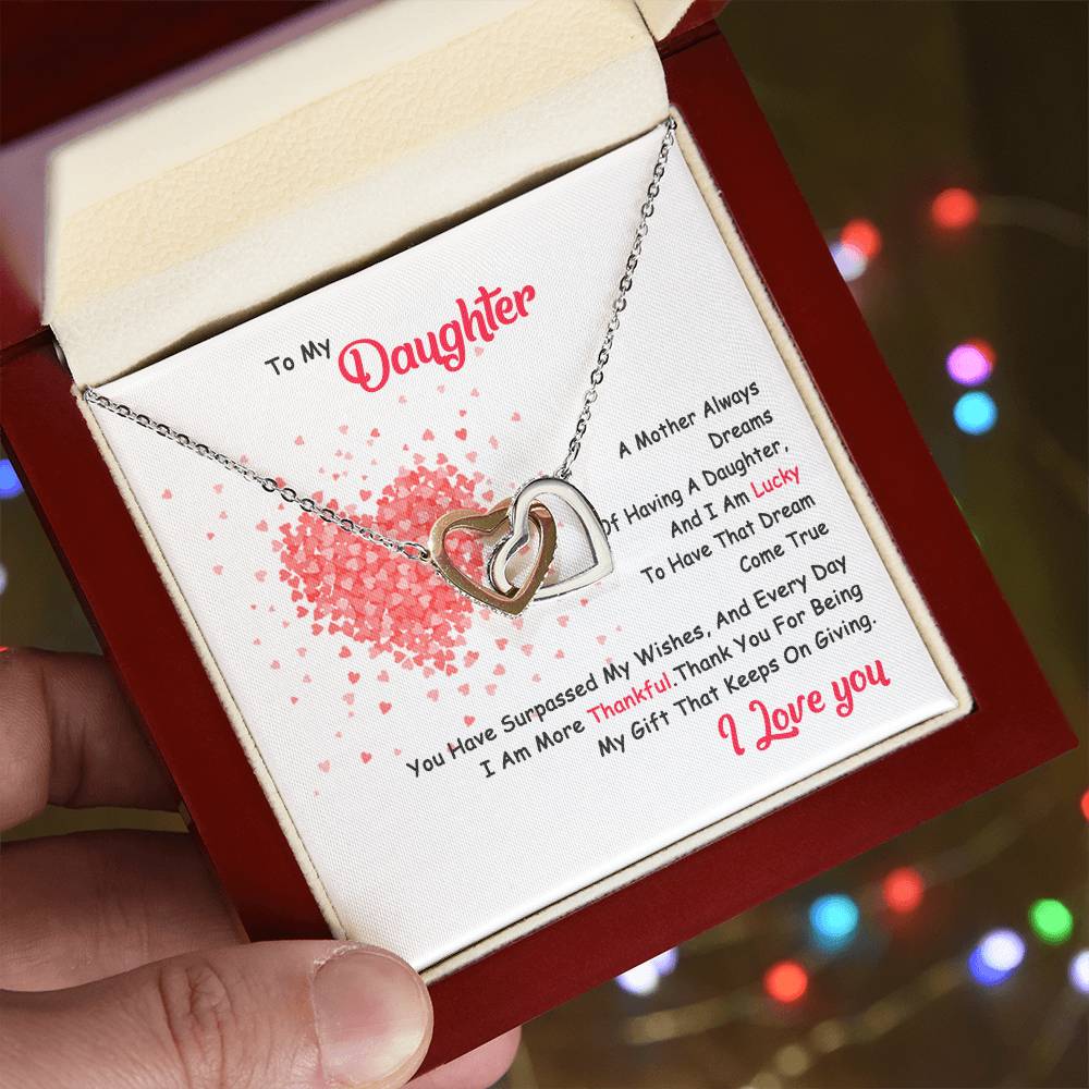 My Daughter - I Am Lucky To Have You Interlocking Hearts Necklace