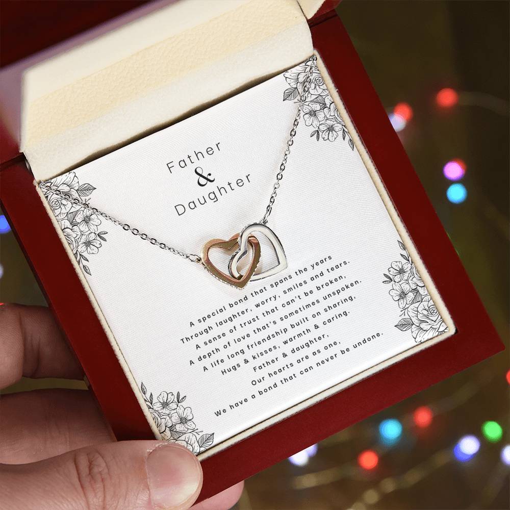 Father & Daughter - An Unbreakable Bond Interlocking Hearts Necklace