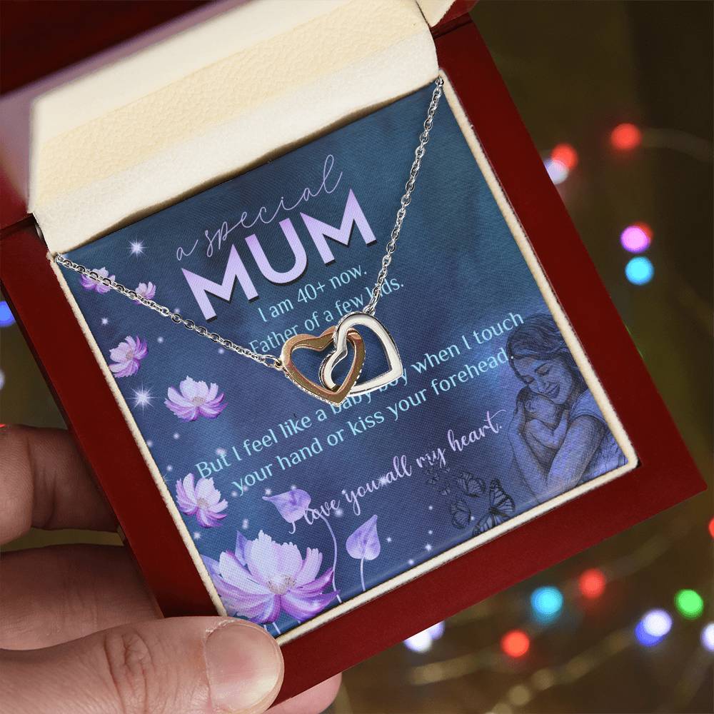 Feel Like A Baby Boy Gift For Mum Interlocking Hearts Necklace
