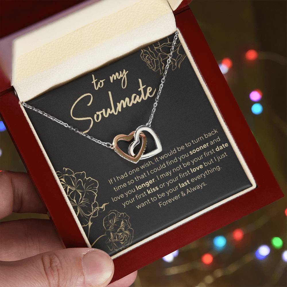 To My Soulmate - I Love You Forever And Always Interlocking Hearts Necklace